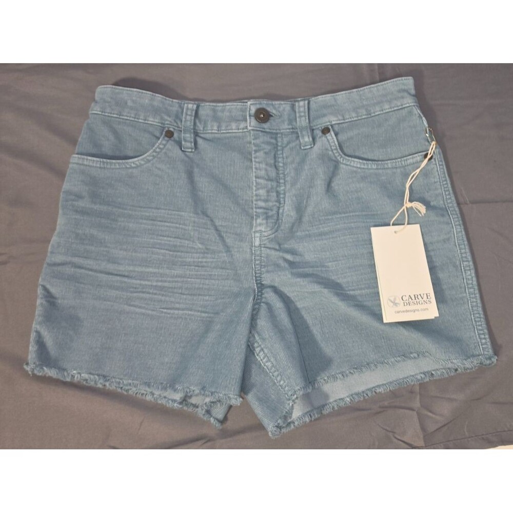 Carve Designs Blue Delta Size 4 Corduroy Shorts Hi Rise Inseam 4" New $68